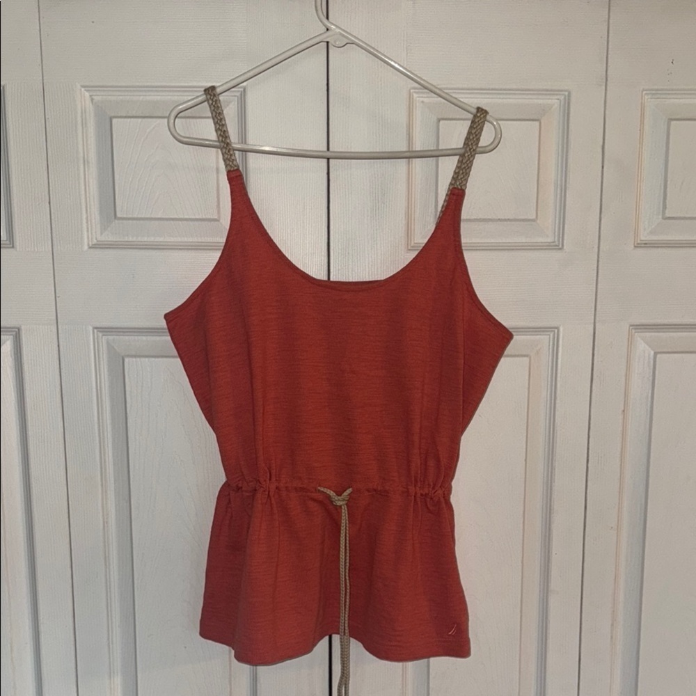Nautica Red Sleeveless Peplum nautical Camisole